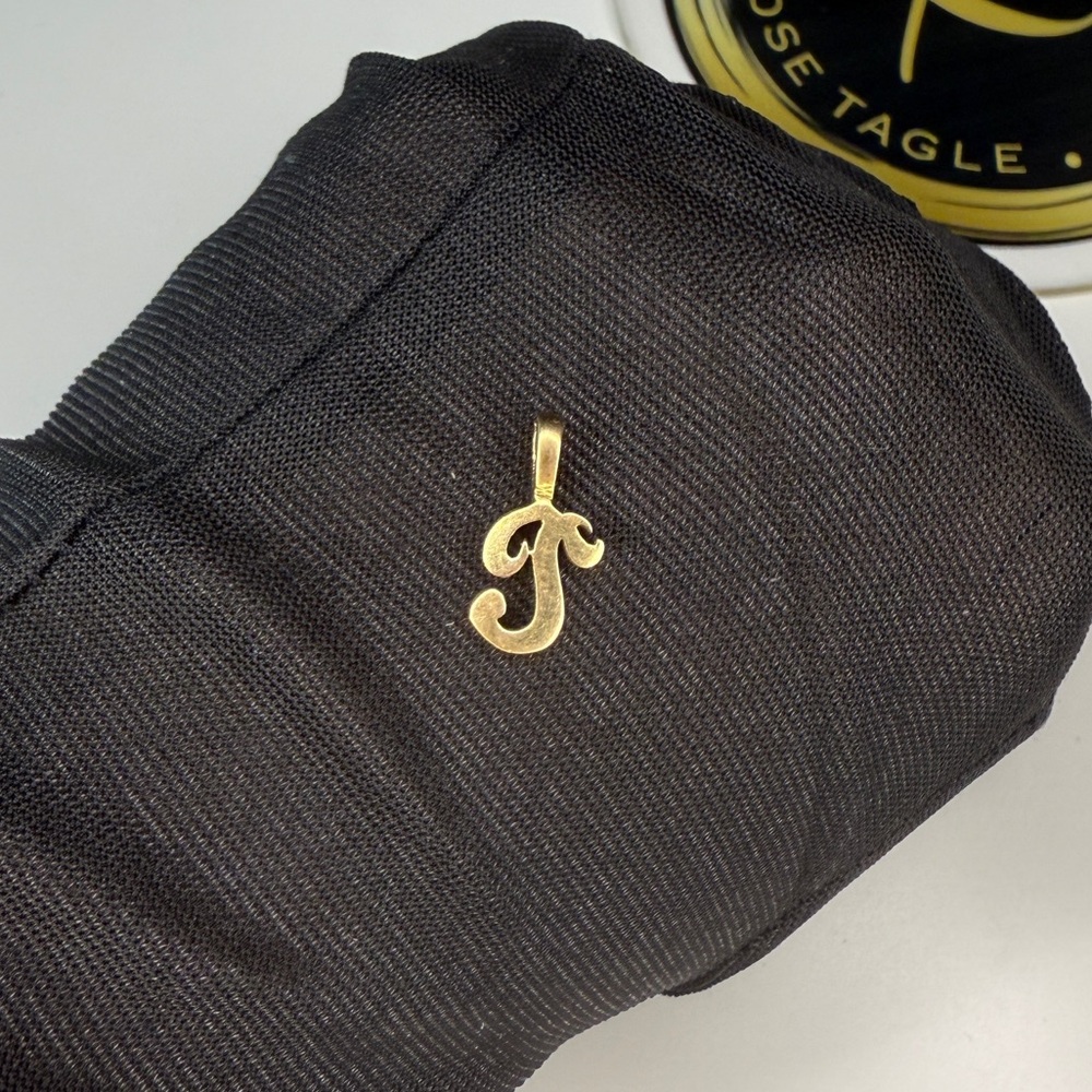 14k Solid Gold Dainty T Initial Pendant